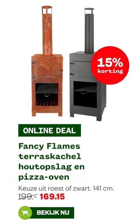Fancy Flames terraskachel houtopslag en pizza-oven