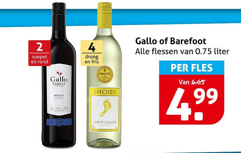 Gallo of Barefoot Alle flessen van 0.75 liter