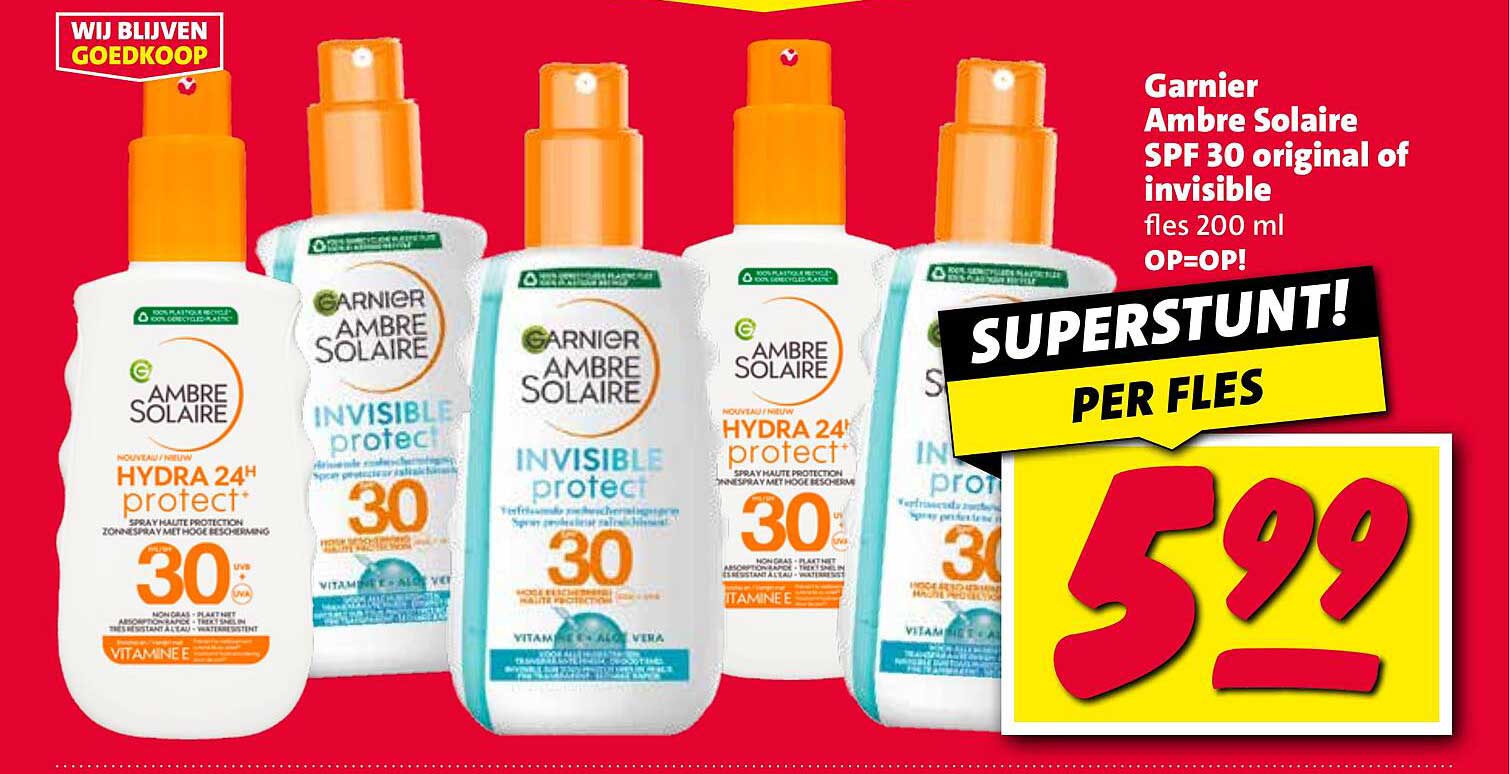 Garnier Ambre Solaire SPF 30 original of invisible fles 200 ml