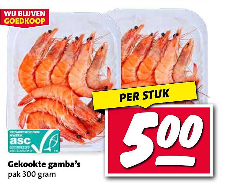 Gekookte gamba’s pak 300 gram