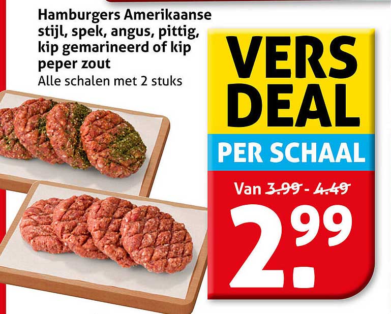 Hamburgers Amerikaanse stijl, spek, angus, pittig, kip gemarineerd of kip peper zout, Alle schalen met 2 stuks