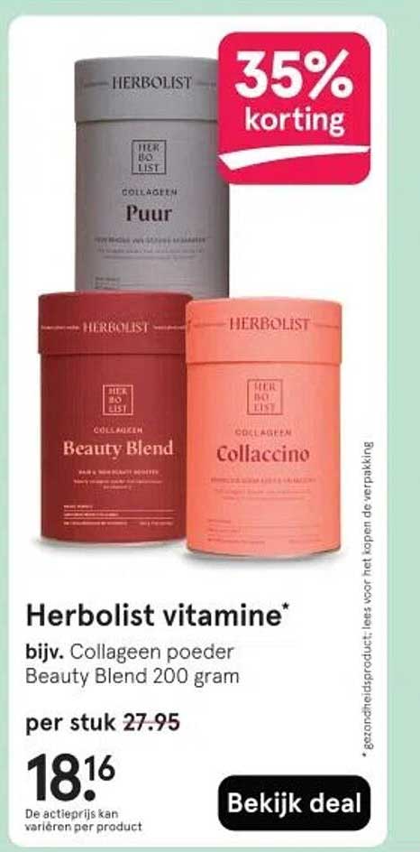 Herbolist vitamine* bijv. Collageen poeder Beauty Blend 200 gram