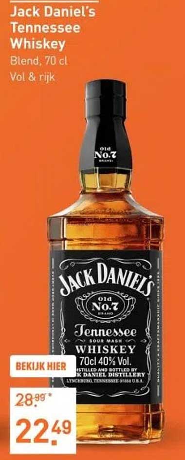 Jack Daniel's Tennessee Whiskey, Blend, 70 cl, Vol & rijk