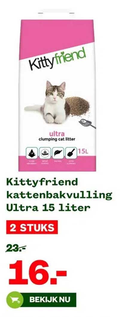 Kittyfriend kattenbakvulling Ultra 15 liter