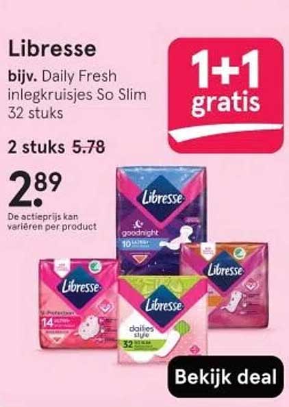 Libresse bijv. Daily Fresh inlegkruisjes So Slim 32 stuks