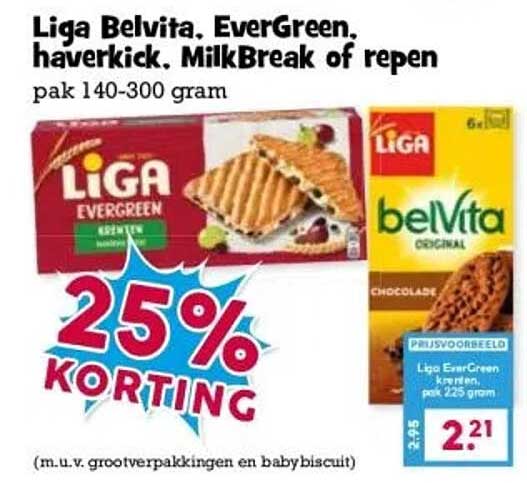 Liga Belvita, EverGreen, haverkick, MilkBreak of repen pak 140-300 gram