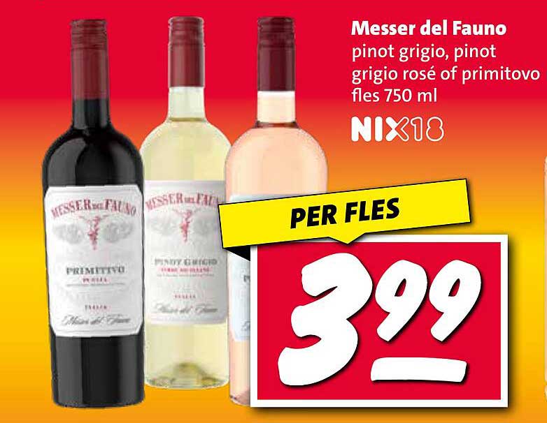 Messer del Fauno pinot grigio, pinot grigio rosé of primitivo fles 750 ml