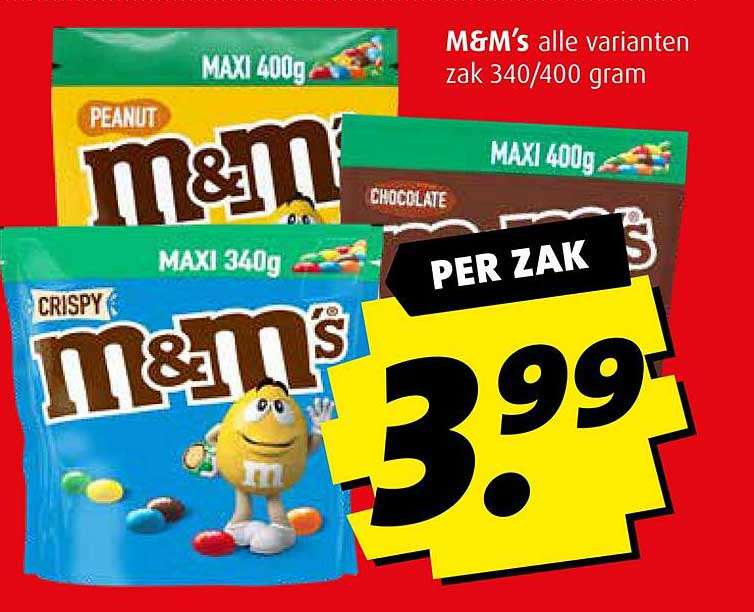 M&M's alle varianten zak 340/400 gram