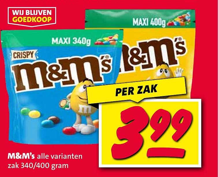 M&M's alle varianten zak 340/400 gram