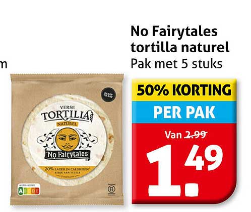 No Fairytales tortilla naturel Pak met 5 stuks