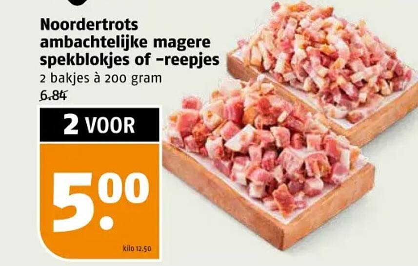 Noordertrots ambachtelijke magere spekblokjes of -reepjes