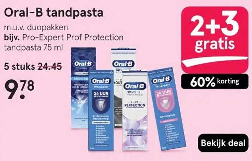 Oral-B tandpasta m.u.v. duopakjes bijv. Pro-Expert Prof Protection tandpasta 75 ml