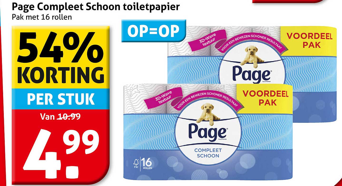 Page Compleet Schoon toiletpapier Pak met 16 rollen