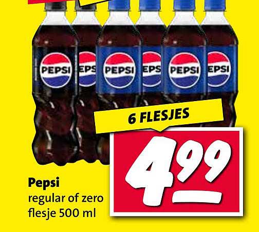 Pepsi regular of zero flesje 500 ml
