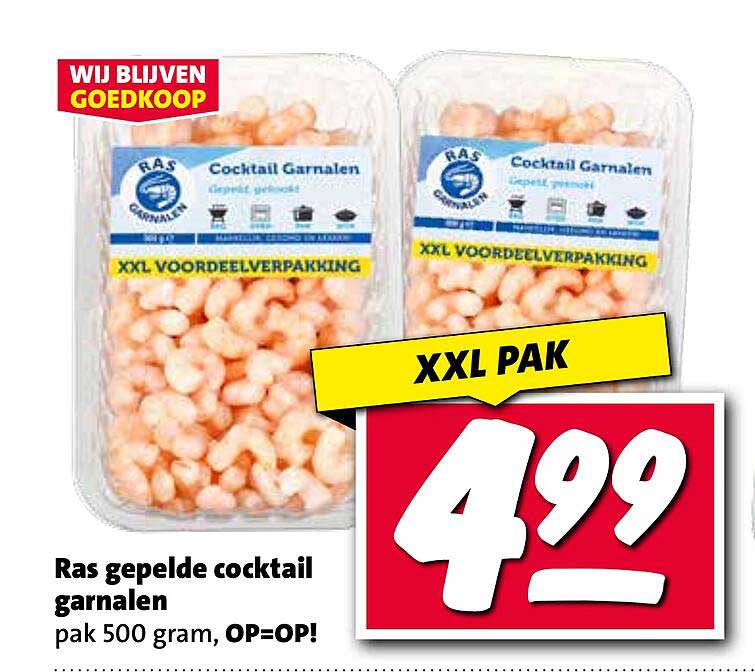 Ras gepelde cocktail garnalen pak 500 gram, OP=OP!