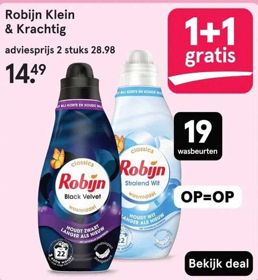 Robijn Klein & Krachtig 1 + 1 gratis