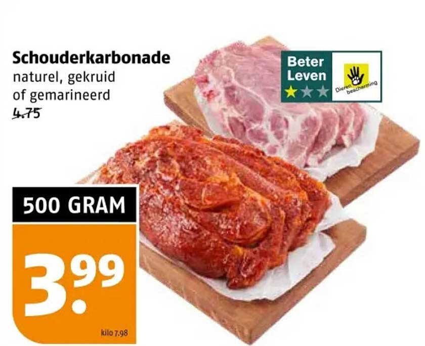 Schouderkarbonade naturel, gekruid of gemarineerd