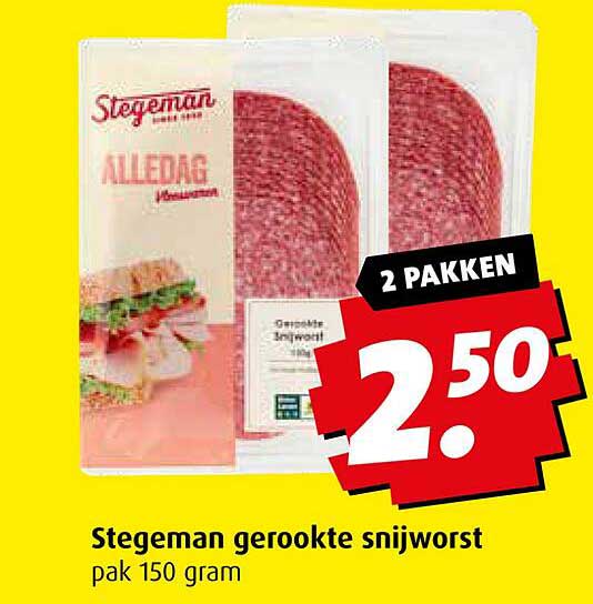 Stegeman geroekte snijworst pak 150 gram