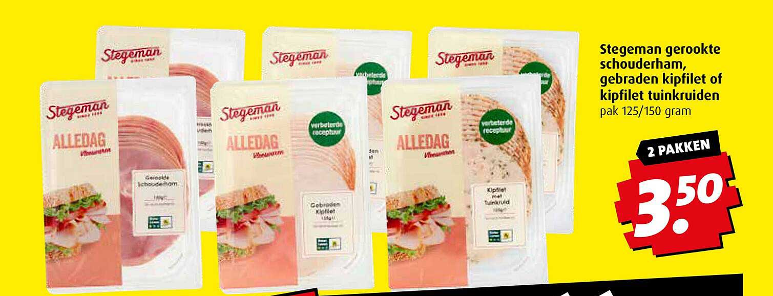 Stegeman gerookte schouderham, gebraden kipfilet of kipfilet tuinkruiden pak 125/150 gram