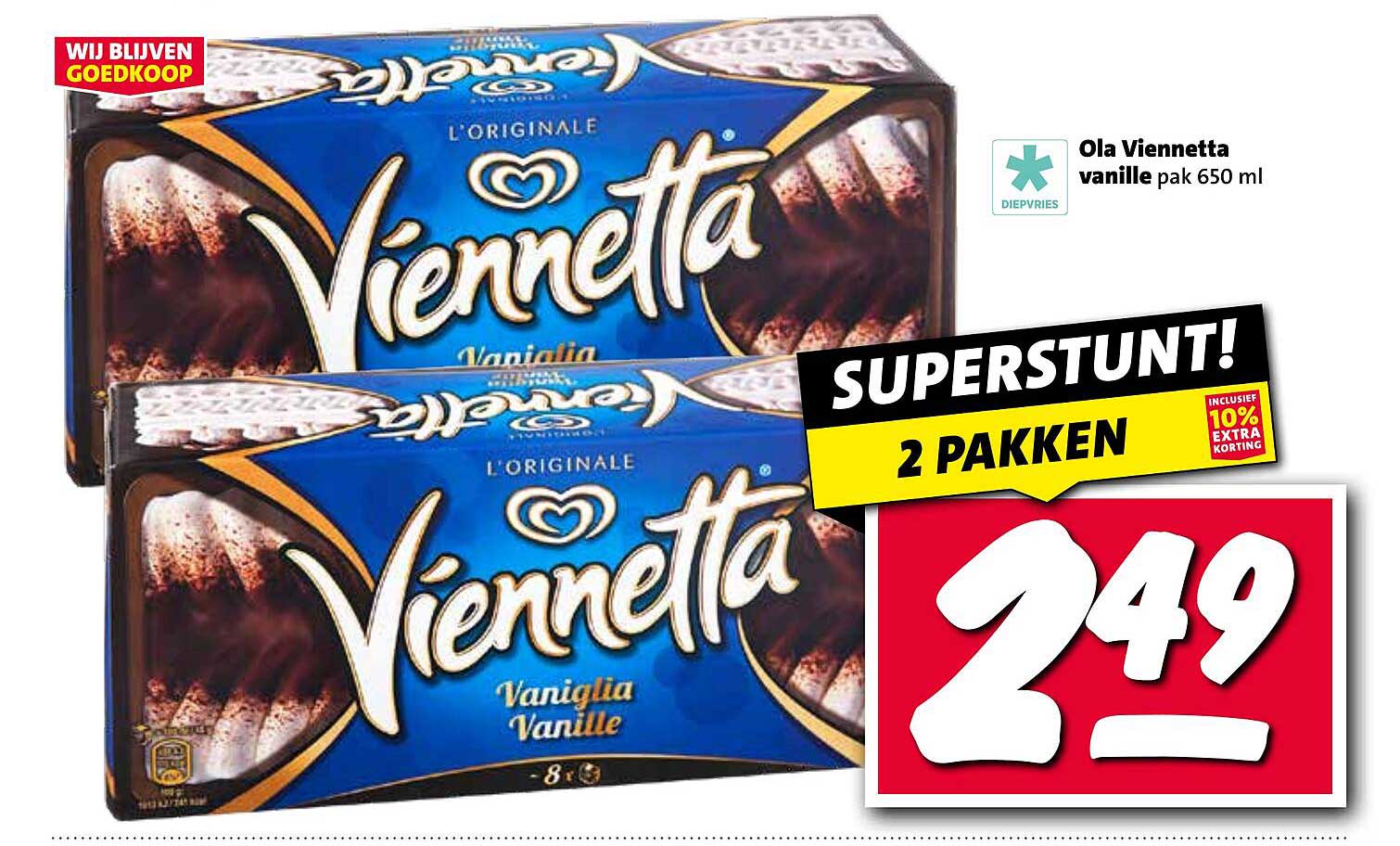 SUPERSTUNT! 2 PAKKEN Ola Viennetta vanille pak 650 ml