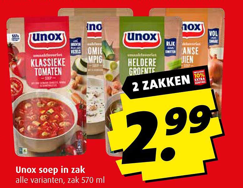 Unox soep in zak