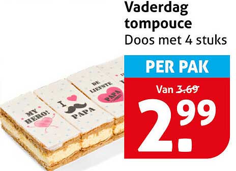 Vaderdag tompouce Doos met 4 stuks
