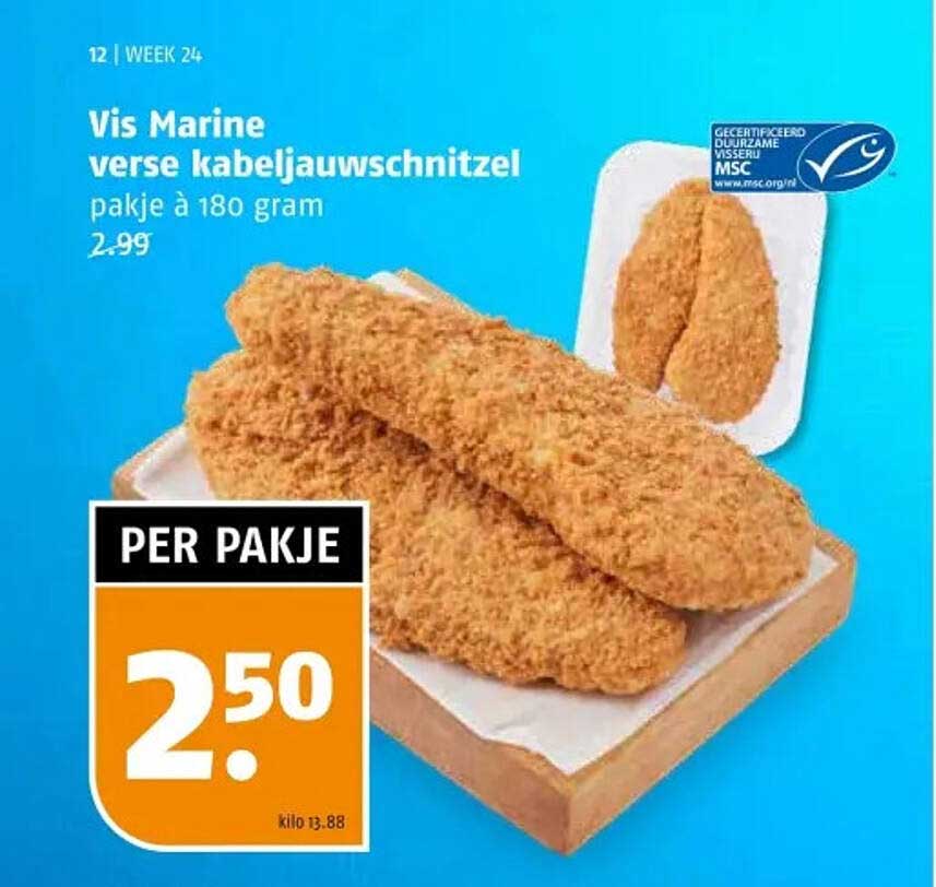 Vis Marine verse kabeljauw schnitzel pakje à 180 gram