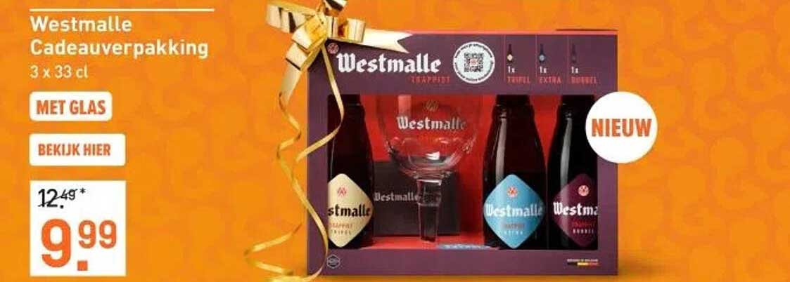 Westmalle Cadeauverpakking 3 x 33 cl met glas