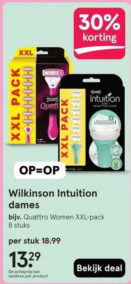 Wilkinson Intuition dames bijv. Quattro Women XXL-pack 8 stuks
