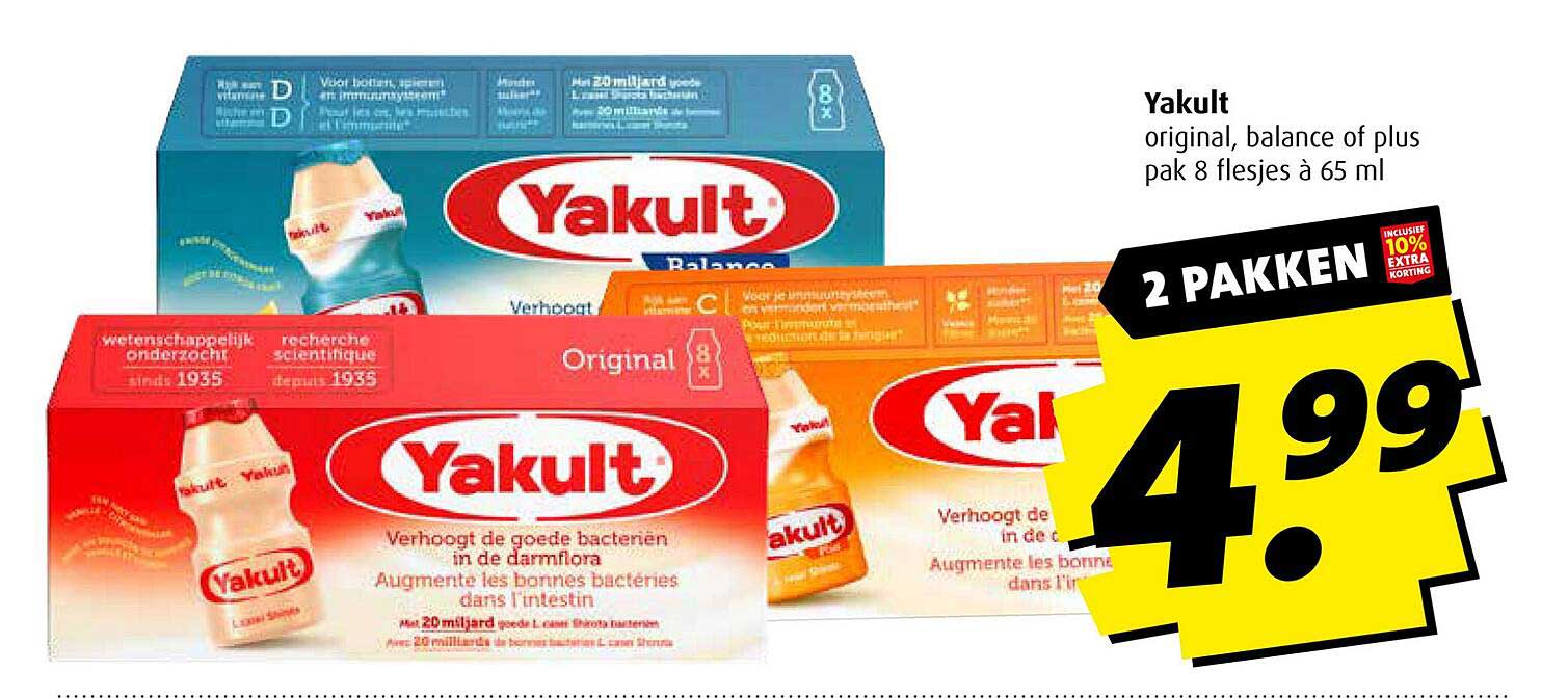 Yakult original, balance of plus pak 8 flesjes à 65 ml