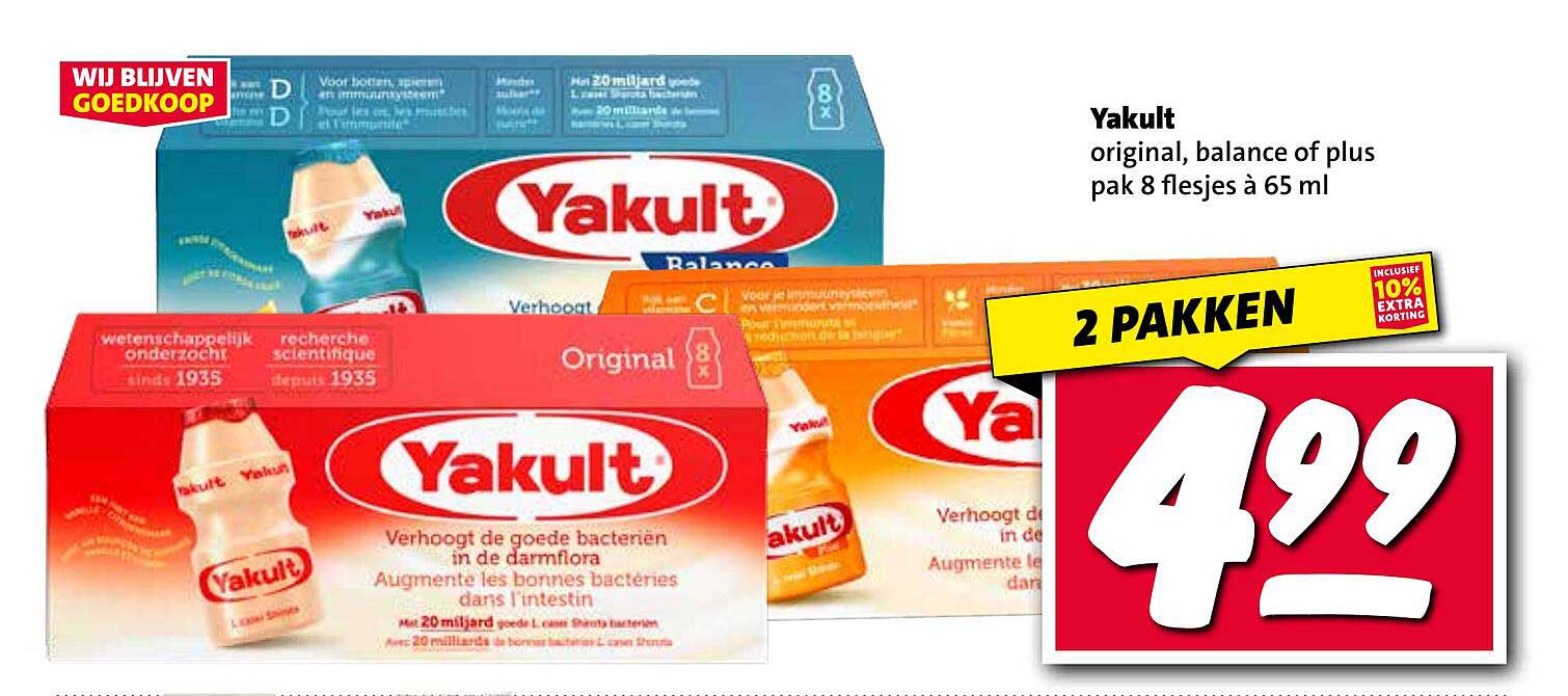 Yakult original, balance of plus pak 8 flesjes à 65 ml