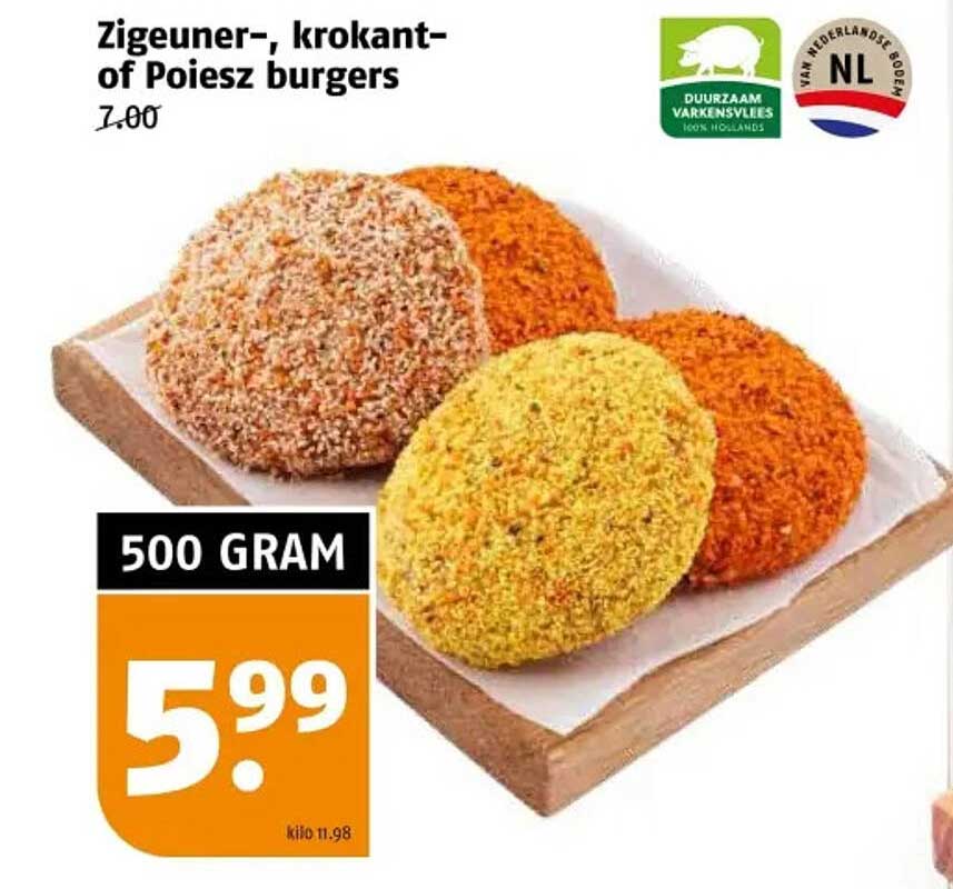Zigeuner-, krokant- of Poiesz burgers