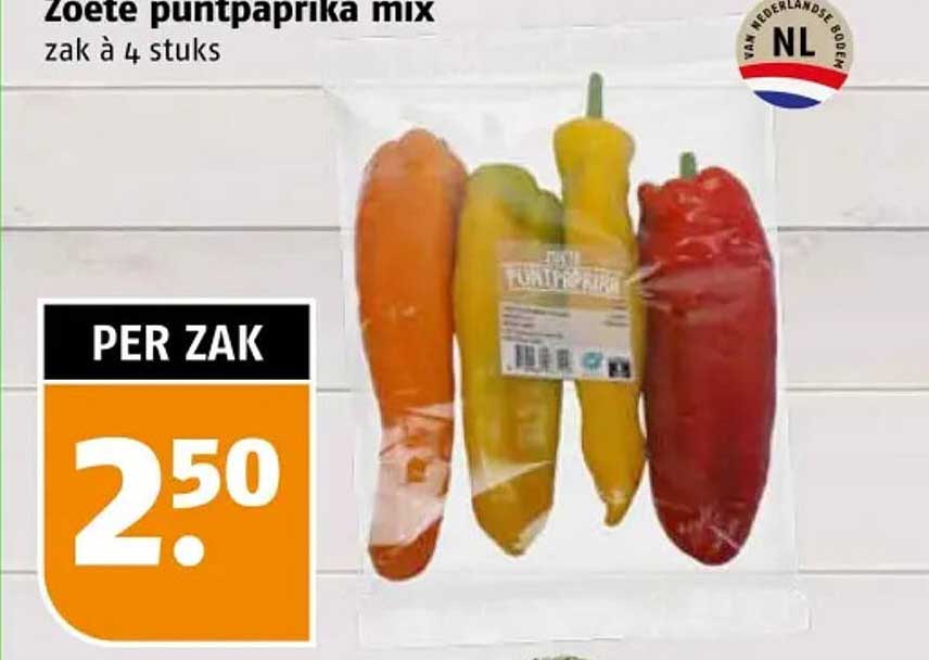 Zoete puntpaprika mix zak à 4 stuks
