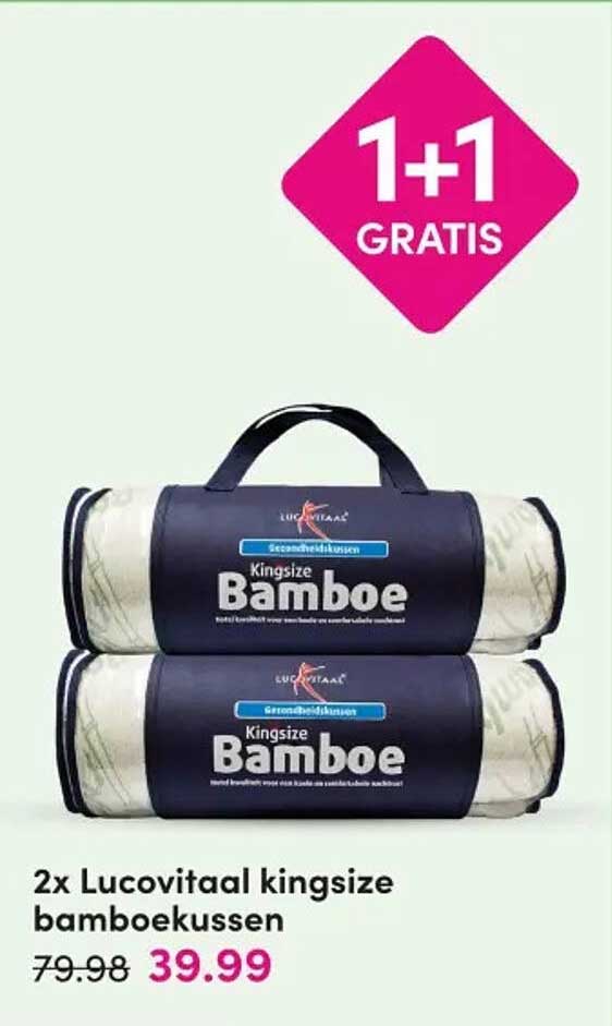 2x Lucovitaal kingsize bamboekussen 1+1 GRATIS
