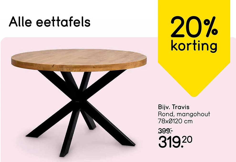 Alle eettafels 20% korting
