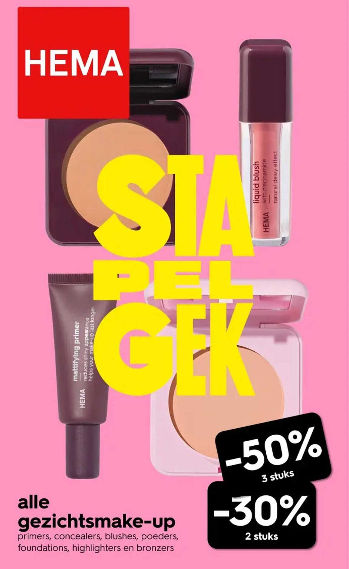 alle gezichtsmake-up - 3 stuks -50%, 2 stuks -30%