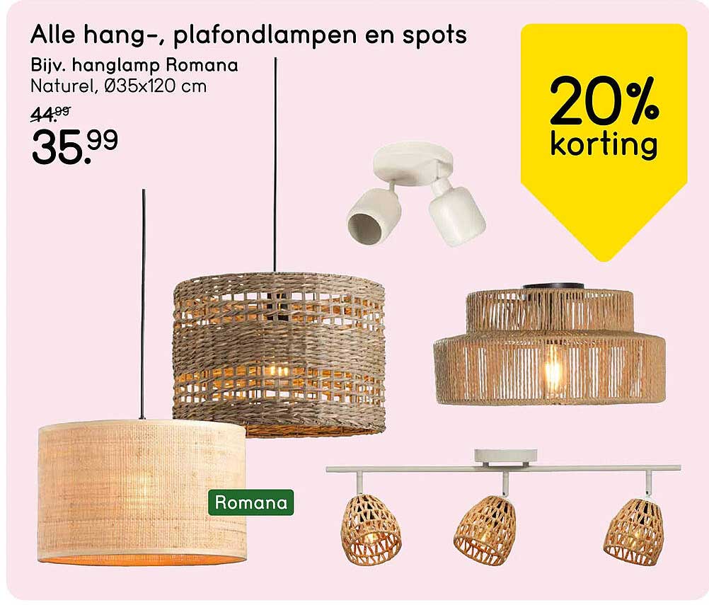 Alle hang-, plafondlampen en spots