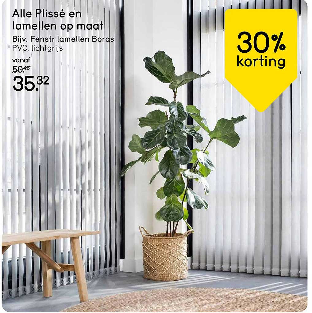 Alle Plissé en lamellen op maat - Bijv. Fenstr lamellen Boras PVC, lichtgrijs 30% korting