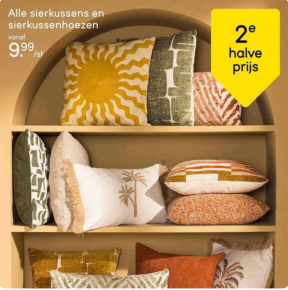 Alle sierkussens en sierkussenhoezen 2e halve prijs
