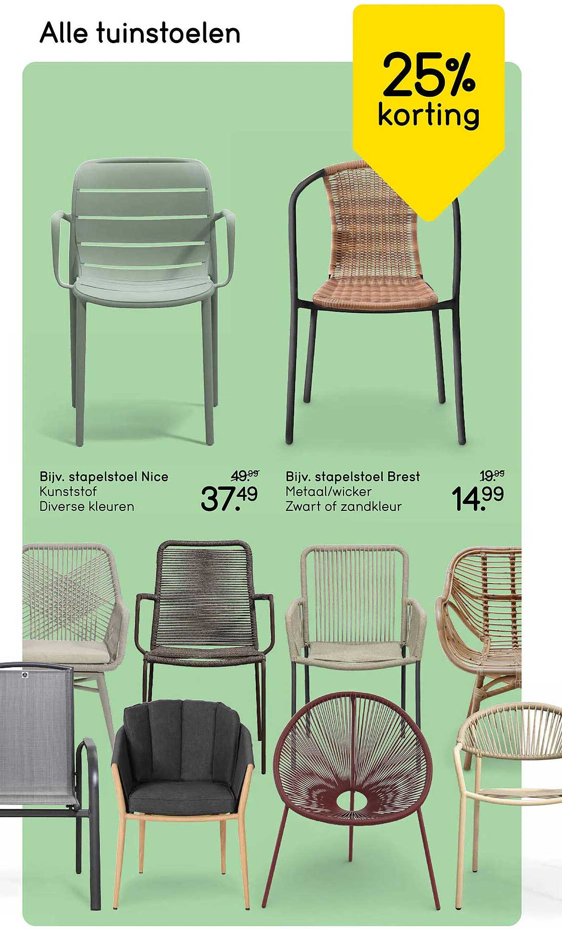 Alle tuinstoelen 25% korting