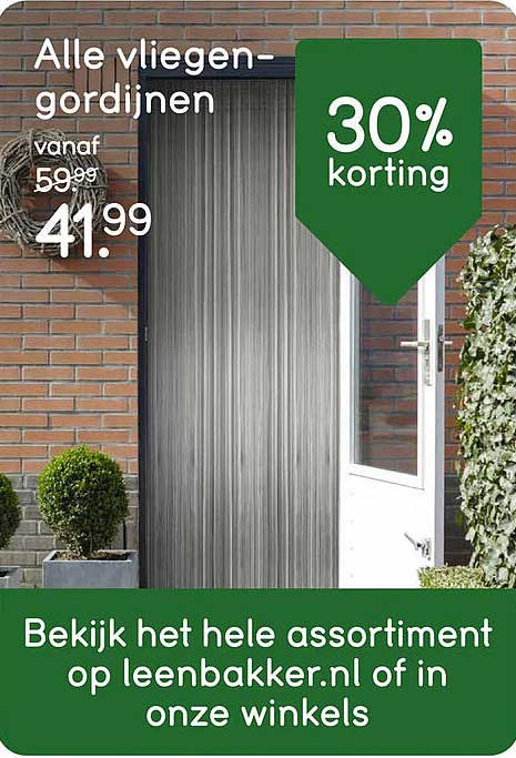 Alle vliegengordijnen 30% korting
