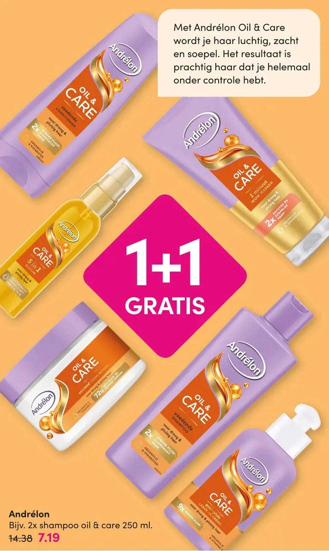 Andrélon Bijv. 2x shampoo oil & care 250 ml. 1+1 gratis