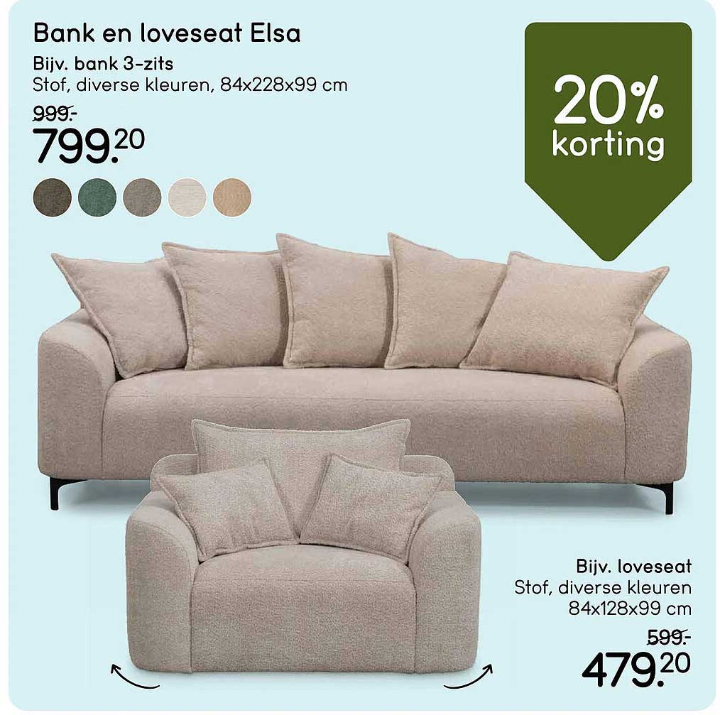 Bank en loveseat Elsa