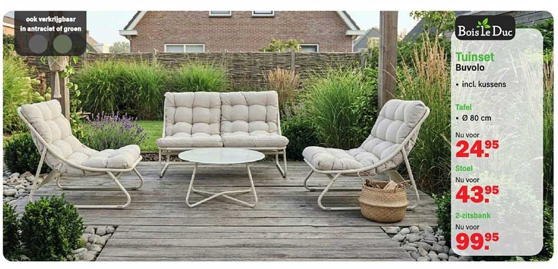 Bois le Duc Tuinset Buvolo incl. kussens