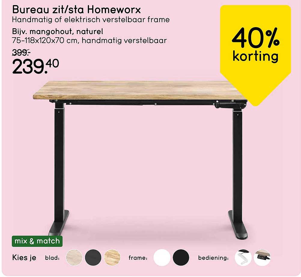 Bureau zit/sta Homeworx