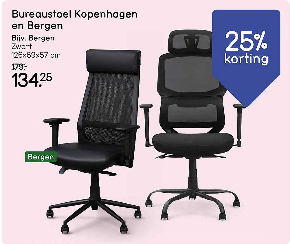 Bureaustoel Kopenhagen en Bergen