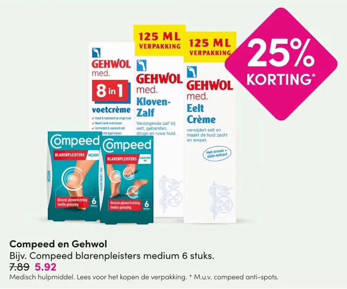 Compeed en Gehwol 25% Korting*