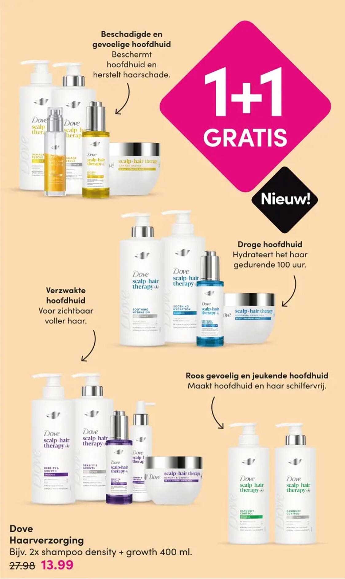 Dove Haarverzorging 1+1 gratis