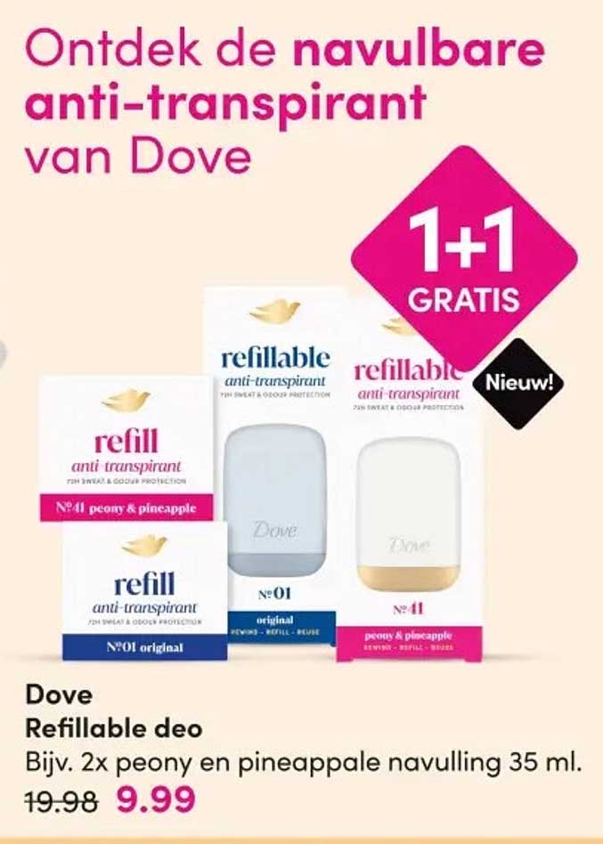 Dove Refillable deo 1+1 GRATIS