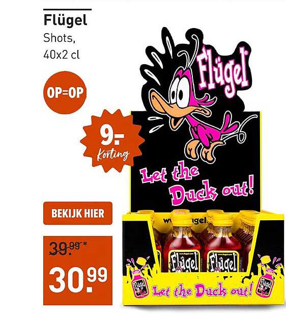 Flügel Shots, 40x2 cl OP=OP 9,- korting